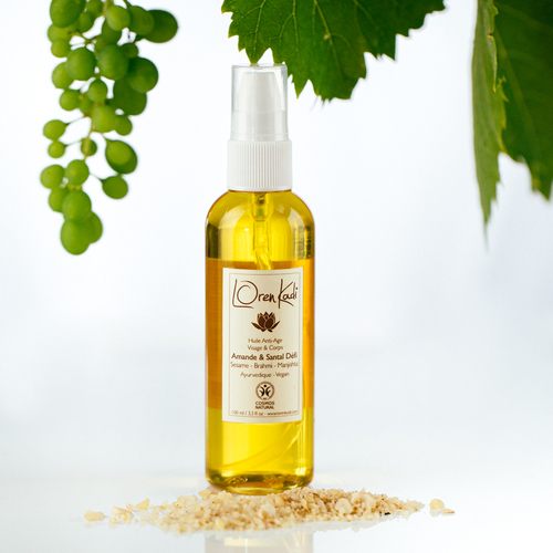 Huile "Amande Santal Défi" Anti-âge Visage et Corps - 100ml - Ayurvédique et Vegan