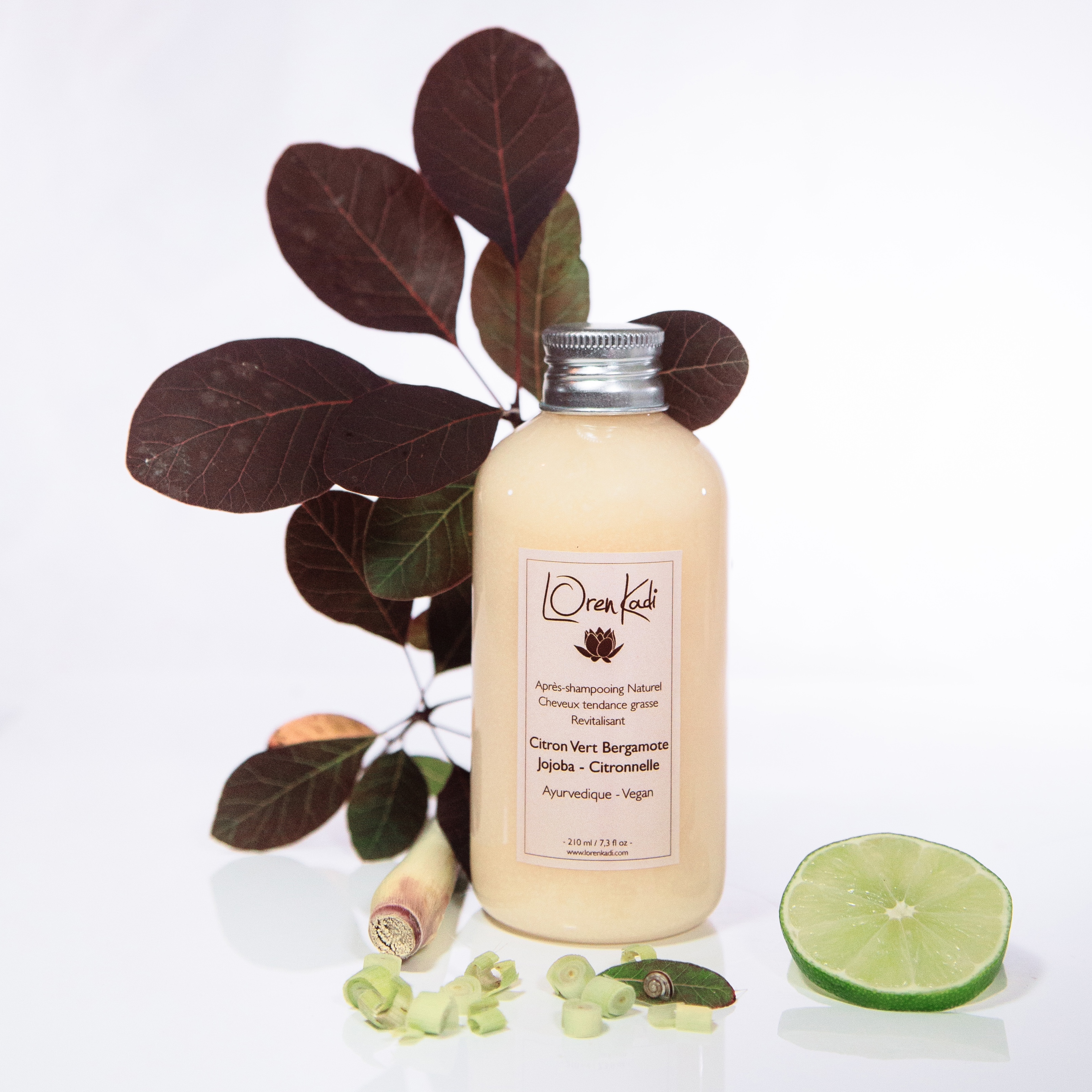 Après-shampoing ayurvédique "Citron Bergamote Revitalisant" cheveux tendance grasse - 210 ml - Vegan