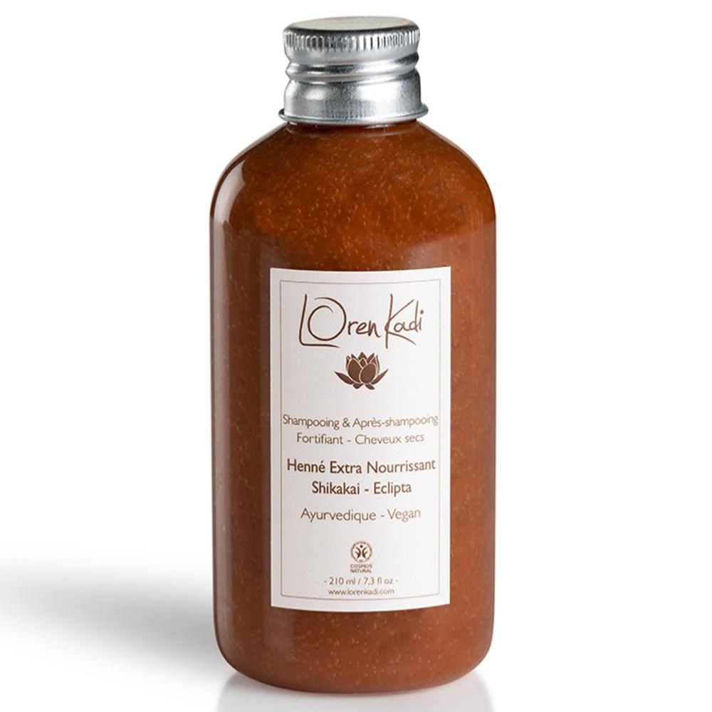 Shampoing ayurvédique naturel "Henné Extra Nourrissant", Fortifiant chev. normaux à secs - Vegan - 210 ml