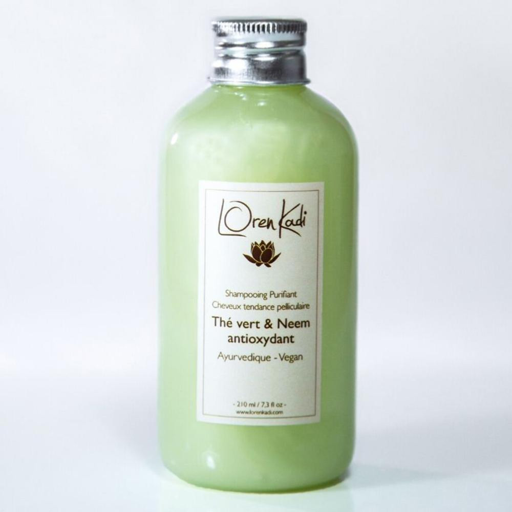 Shampooing ayurvédique "Thé vert & Neem Purifiant" - cheveux tendance pelliculaire - Vegan- 210 ml